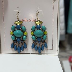 Chandelier Stella and Dot earrings/gold/blue/green